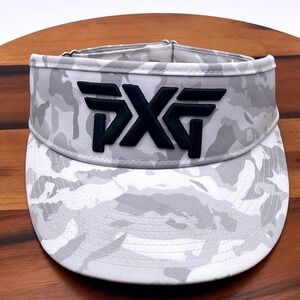 PXG New Era Mens Grey White Camo Golf Visor Adjustable Hat Performance
